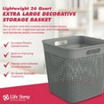 thumbnail image 2 of Life Story 26 Quart Decorative Storage Basket, Extra Large Plastic Home Organizer, Gray, 2 of 6