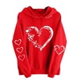 thumbnail image 2 of Tops for Women Valentine's Day Print Long Sleeve Hooded Sweatshirt Red M, 2 of 5