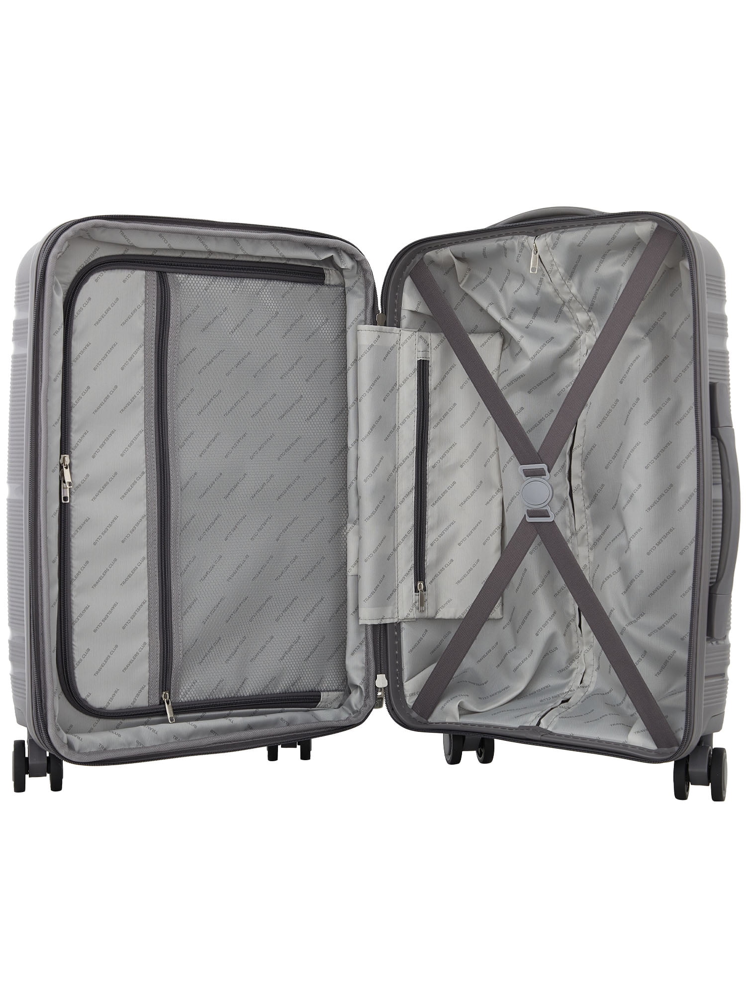 Travelers Club Lucian Collection 22-Inch Expandable Polypropylene Hardside Rolling Carry-on with 8 wheels, Quiet Shade Gray