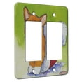 thumbnail image 1 of KuzmarK™ 2 Gang Rocker Wall Plate - Welsh Corgi Puppy in Santa Hat Christmas Dog Art by Denise Every, 1 of 1