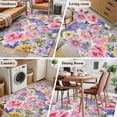 thumbnail image 5 of Rectangle Area Rugs 3 x 5 Ft, Purple Pink Floral Non-Slip Residential Carpet, Spring Watercolor Country Flower Indoor Crawling Mats Runner Rugs for Living Room/Dining Room/Bedroom, 5 of 9