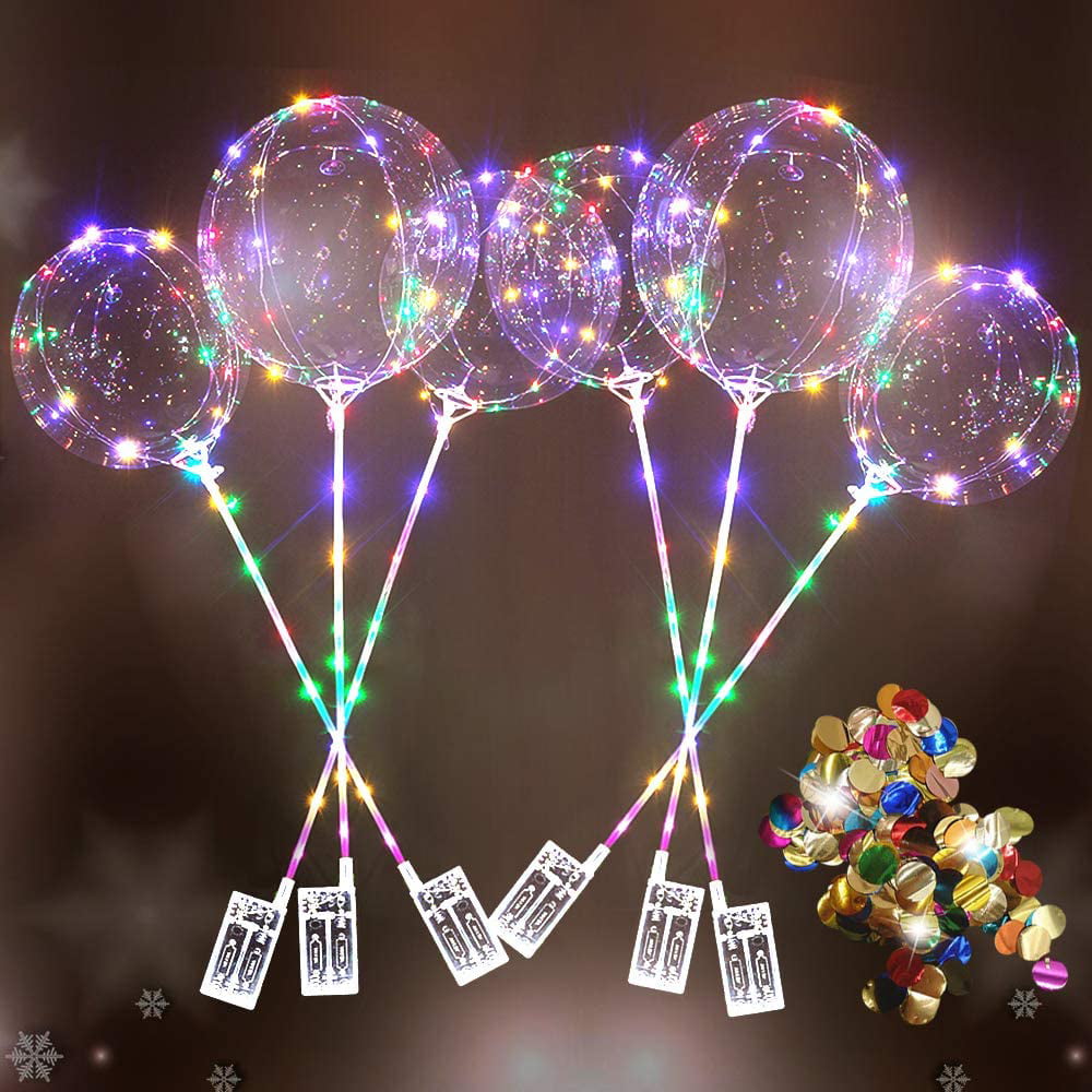 6 X 18" Multicoloured LED String Light Helium Balloon Wedding Birthday Decor 