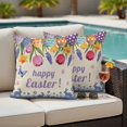 thumbnail image 5 of Happy Easter Pillow Covers 2 Pack Spring Floral Eggs Butterfly Rabbits Beige Background Pillowcase Waterproof Outdoor Throw Pillow Cover for Patio Garden Square Cushion 18”x18”, 5 of 9