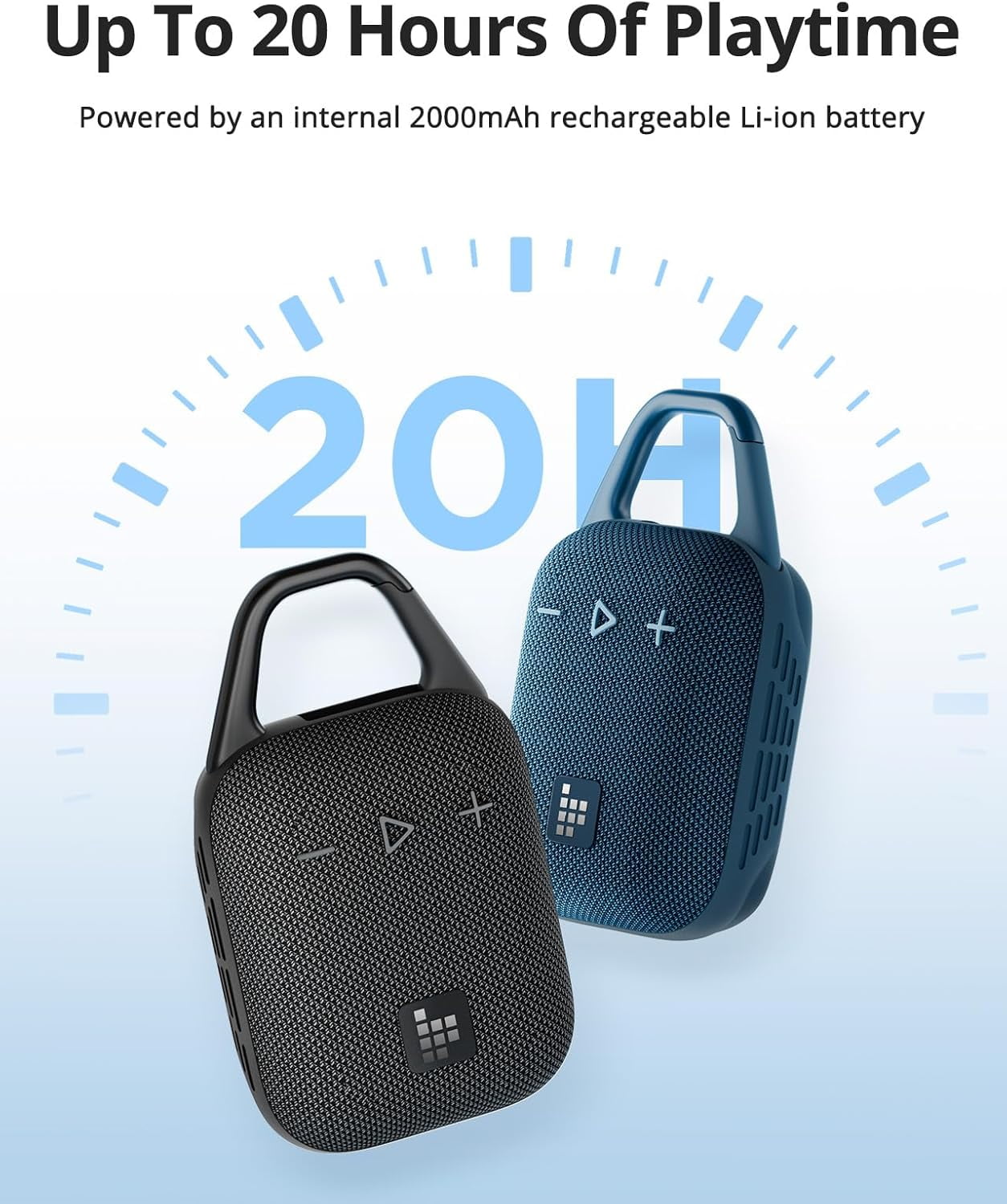 Tronsmart Mirtune H1 Portable Bluetooth Speaker, Big Audio and Punchy Bass, Integrated Carabiner, IPX7 Waterproof, 20H Playtime - Black
