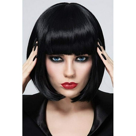 Black Bob Wigs for Women, 12'' Short Black Hair Wig with Bangs, Natural  Fashion Synthetic Wig, Cute Colored Wigs for Daily Party Cosplay Halloween  BU027BK | Walmart Canada