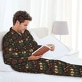 thumbnail image 6 of Naloa Boho Owl Men’s Pajamas Set - Long Sleeve Button Down Sleep Shirt and Pajama Bottoms Sleepwear Set-X-Large, 6 of 7