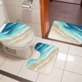 thumbnail image 5 of Abstract Beach Bathroom Rugs Set Teal Blue Beige Ombre Ocean Wave Coastal Sand Non Slip Absorbent Soft Bath Mats 3 Piece Set with Bathroom Rug, U-Shaped Floor Mat, Toilet Seat Cover Small Size, 5 of 9