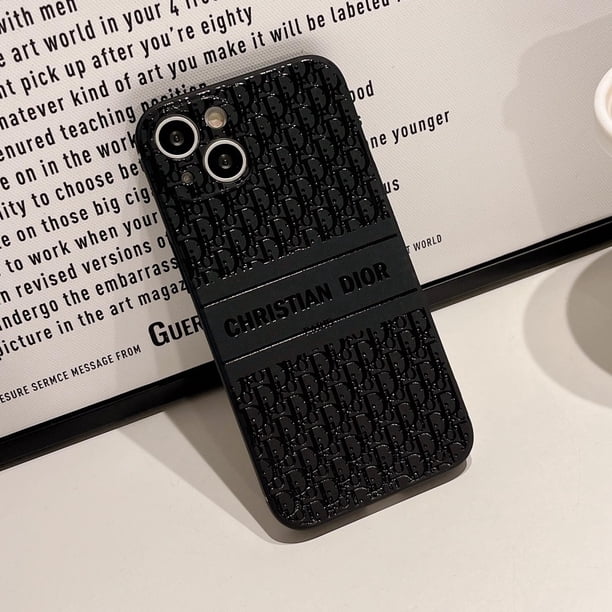 Funda Blanca Negra Para Teléfono iPhone 14ProMax 11 12 13 Pro Max 7 8 Plus X XR XS Protectora Completa Patrón Letra D De Lujo