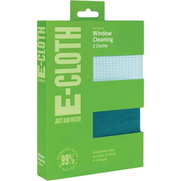 E-Cloth Window Cleaning Pack Microfiber Glass and Polishing Cloth - Reusable - Set of 2