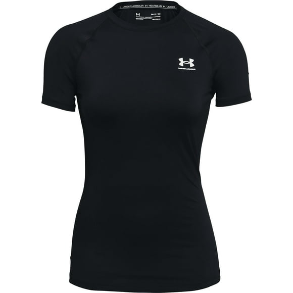 Camiseta Under Armour HeatGear Compression para mujer, color blanco y negro