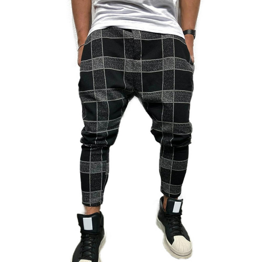 never over plaid joggers