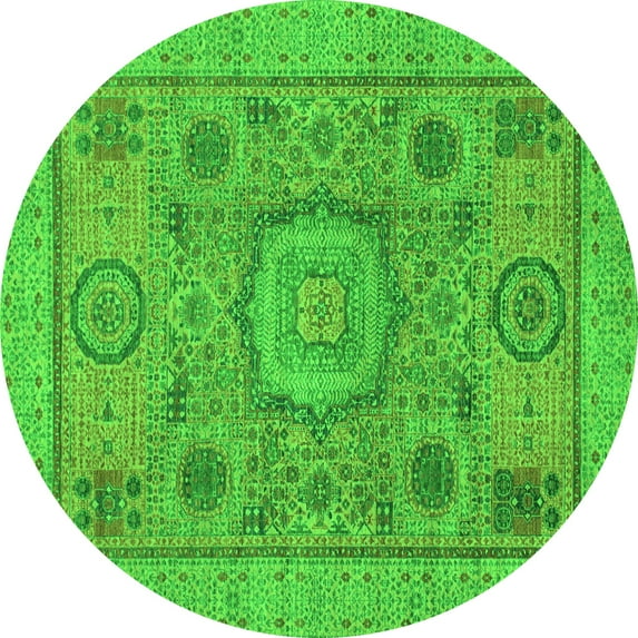 Ahgly Company Indoor Round Abstract Green Modern Area Rugs, 5' Round