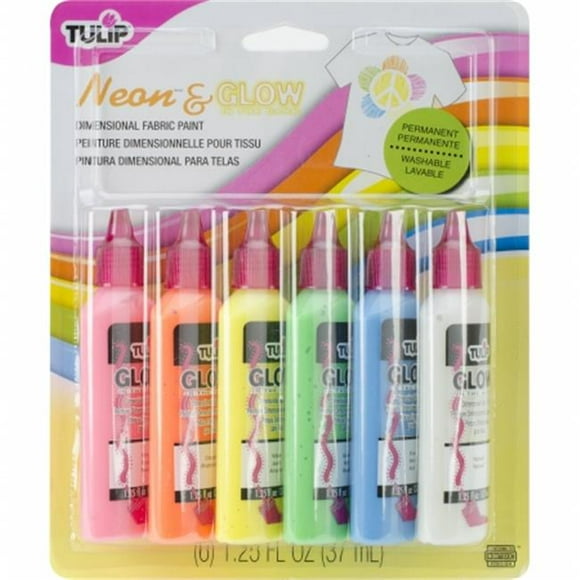 Tulip 3D Fabric Paint Set Neon/Glow 6pc