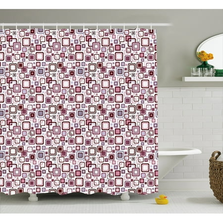 Geometric Shower Curtain Small Squares Retro Pattern Geometric Shower Curtain Small Squares Retro Pattern Design Fabric Bathroom Set With