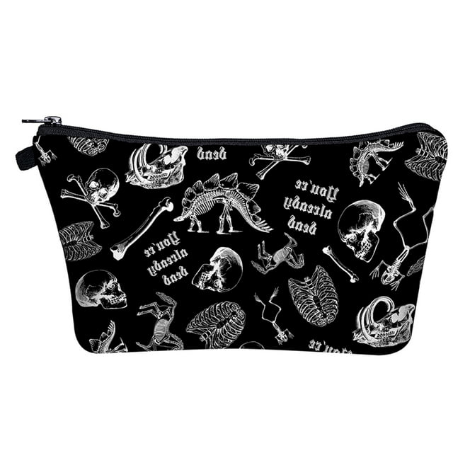 Sac Cosmétique Femme Mode Impression Numérique Squelette Sac de Maquillage Sac de Toilette