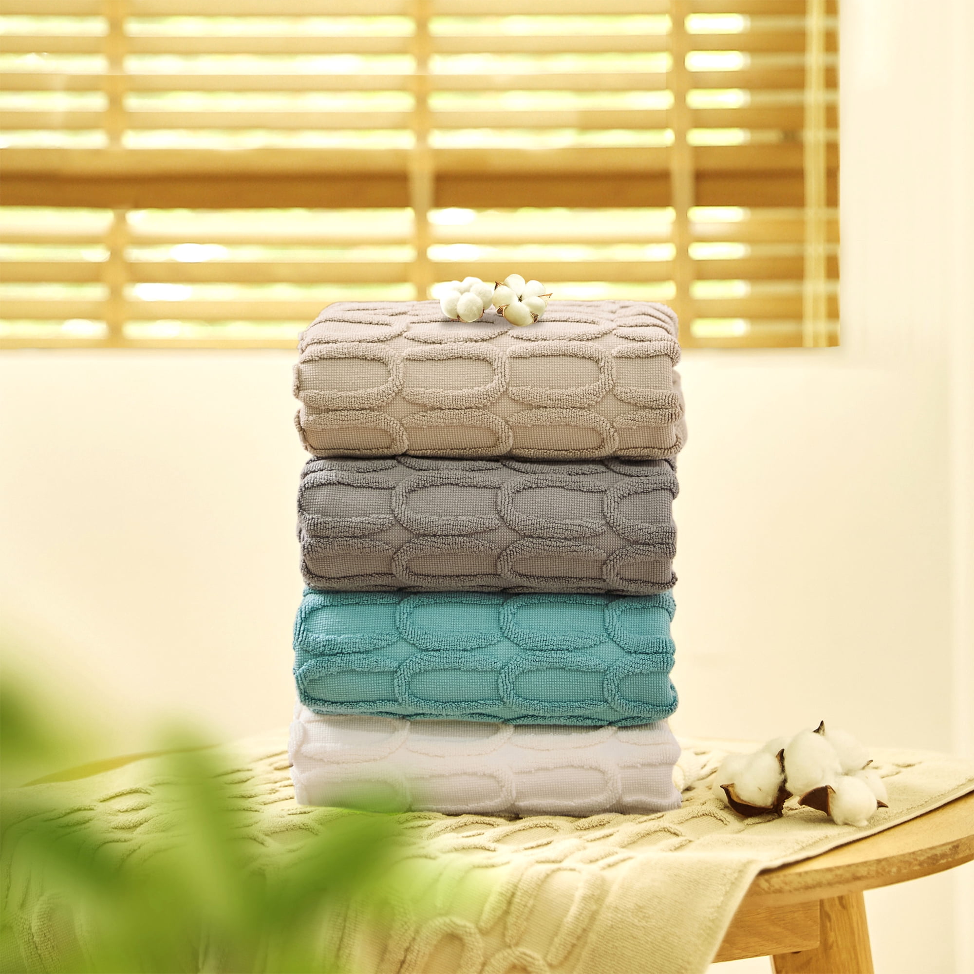 Unique Bargains Washable Textured Cotton Bath Rug Water Absorbent Mat Light Blue 20" x 32"