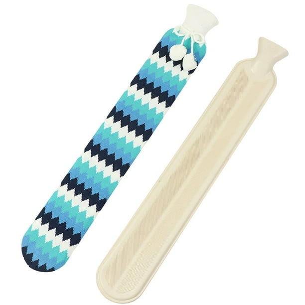 Bolsa de agua caliente Calentador de manos largo de goma con funda extraíble Bolsa de agua caliente para estudiantes, Rombo azul tholdsy HA002623-03