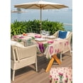 thumbnail image 5 of Outdoor Tablecloth with Umbrella Hole for Patio/Picnic/Party/Camping, Pink Tulips Waterproof Table Cloth Rectangle Table Cover Washable, Rustic Floral Flowers Petals Brown (52"x 70"), 5 of 9