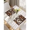 thumbnail image 5 of Coffee Placemats Set of 6, Brown Retro Coffee Theme Beans Latte Tea Cup Placemats for Dining Table, Place Mats for Kitchen Tabletop, Waterproof Wipeable Dining Table Mats Set, 5 of 9