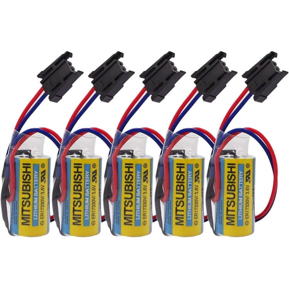 (Pack of 5) 1700mAh MR-BAT ER17330V 3.6V A6BAT PLC Lithium Industrial Battery for FANUC CNC System