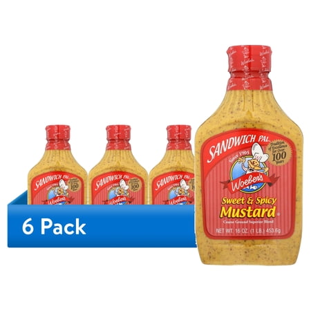 (6 pack) Woeber s Sandwich Pal Sweet and Spicy Mustard 16 oz.