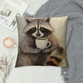 thumbnail image 2 of COMIO  Pillow Case Macro Watercolor Funny Raccoon Coffee Character Mammal Grey Amusing Big Classic Colored Design Farmhouse Decorative Throw Pillows Covers for Fall Decorations, 2 of 5