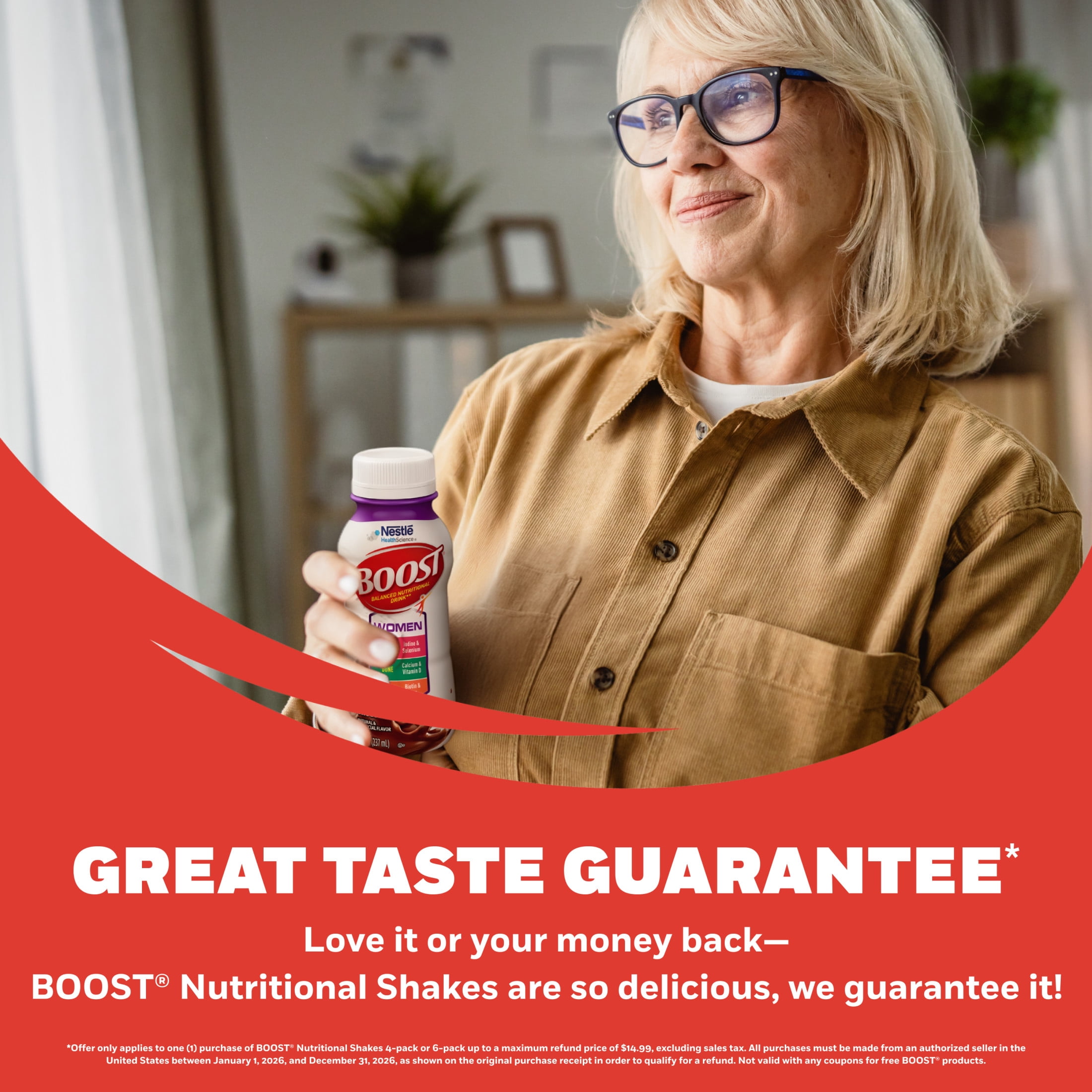 BOOST Women Nutritional Protein Drink Shakes with Biotin and Zinc, Rich Chocolate, 8 fl oz, 6 Pack