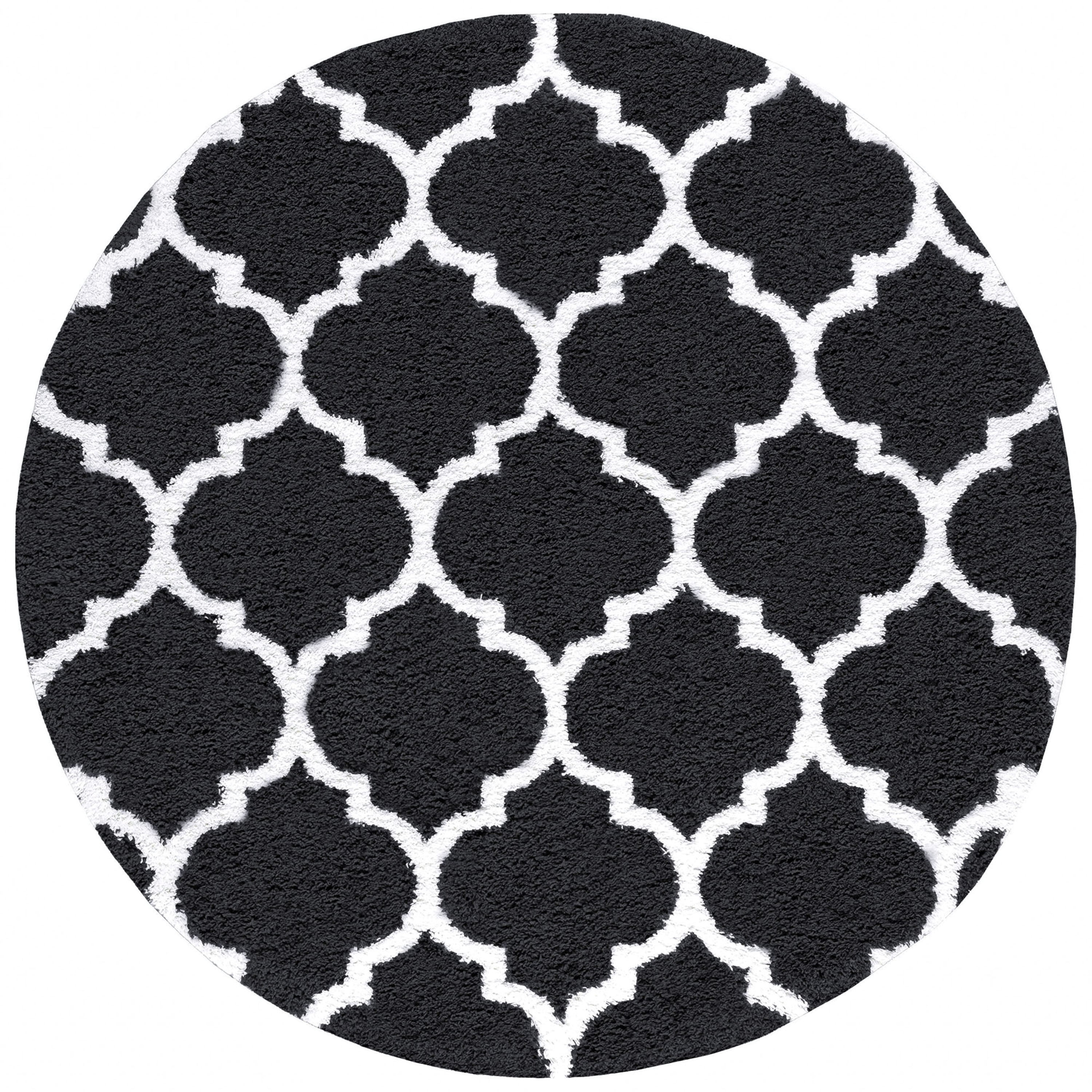 8ft Round Modern Dark Gray Round Area Rugs for Living Room | Bedroom Rug | Dining Room Rug | Indoor Entry or Entryway Rug | Kitchen Rug | Alfombras para Salas 7'10'' Round