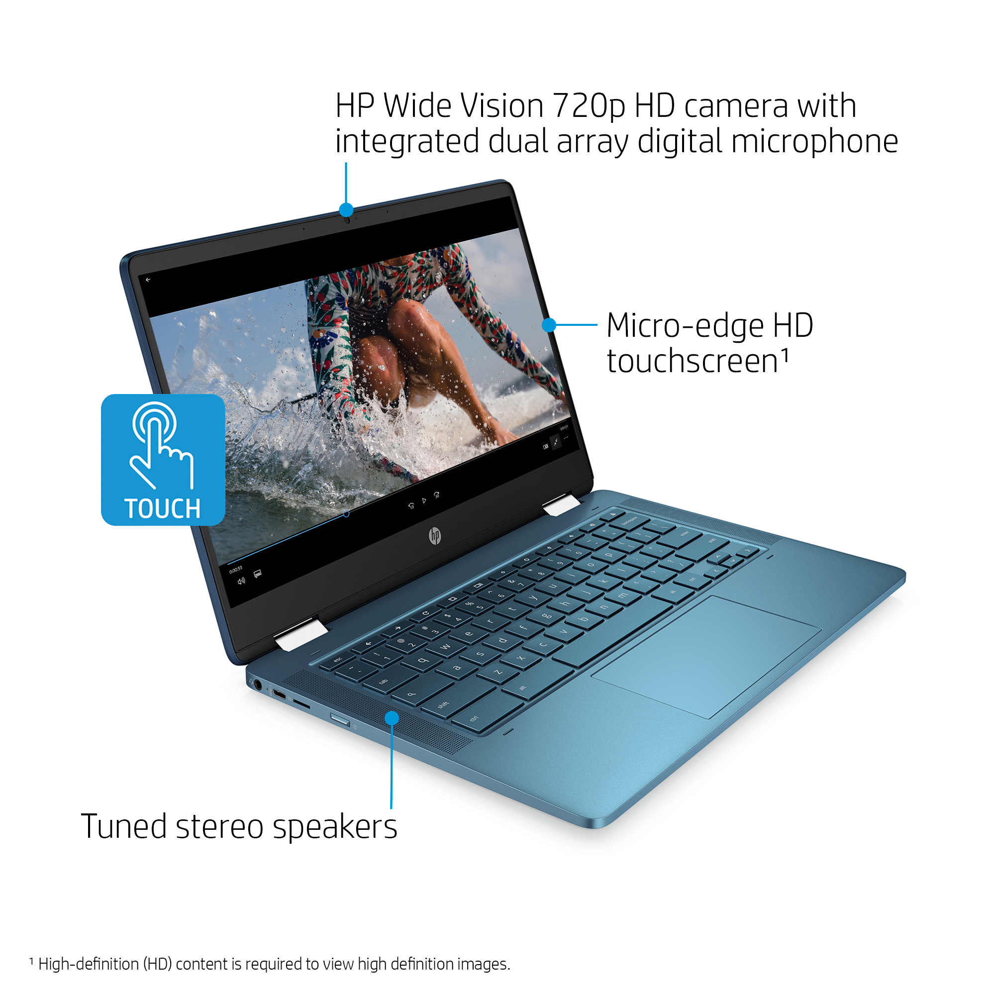 HP 14" 2-in-1 Touch Teal Chromebook - image 2 of 8