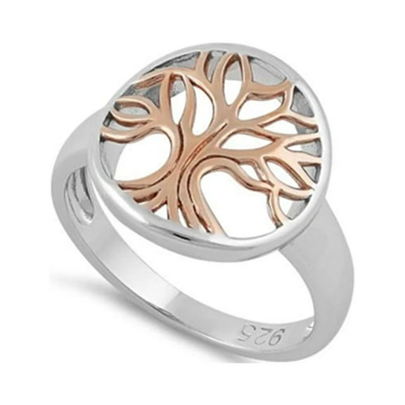 Mooneye 925 Sterling Silver Platinum Plated Rose Gold Plated Tree Of Life Women Mom Gifts Ring