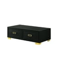 thumbnail image 2 of 3pc Coffee Table : Ultra-modern Style With Shelf & Drawer, Black Gold Collection Modern Aesthetic Shelf, Finish, 2 of 5