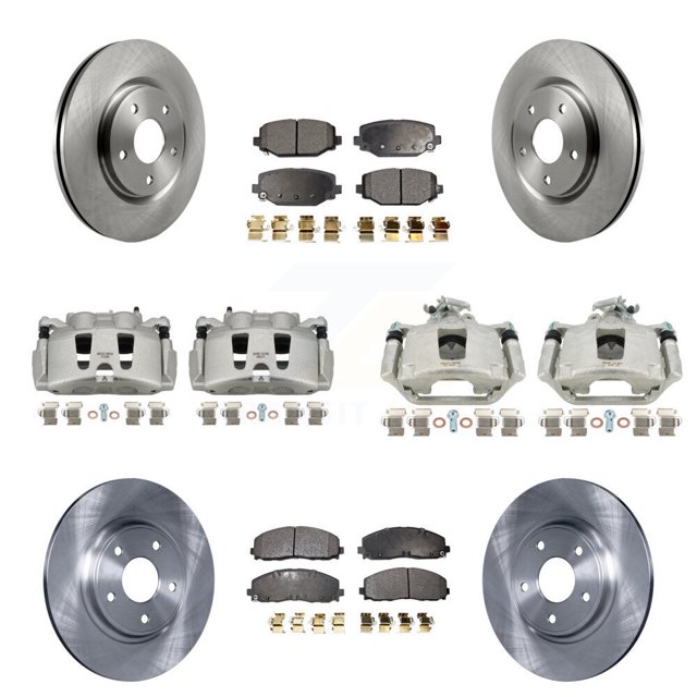 Transit Auto Front Rear Disc Brake Caliper Rotors and Semi-Metallic Pads Kit (10Pc) for Car Dodge Grand Caravan KC8-101209P