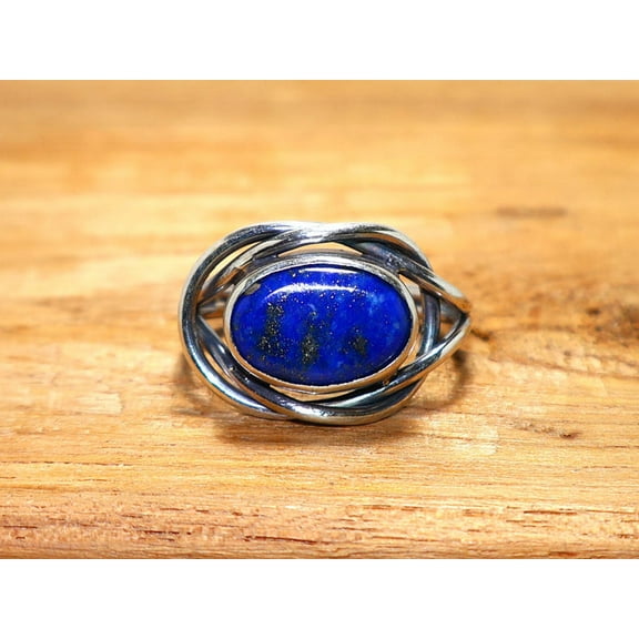 Heaven Crafts 925 Sterling Silver Blue Lapis Lazuli Ring Handmade Silver Jewelry Gift For Sister