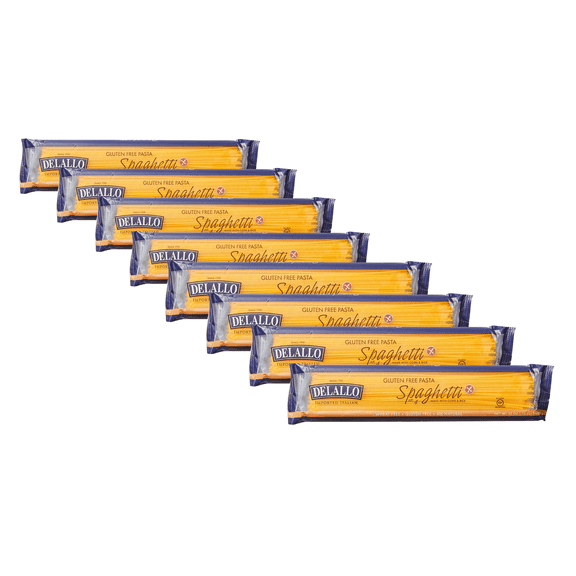 DeLallo Gluten Free Spaghetti Pasta, Non-GMO, Made with Corn & Rice Flour, 12 oz Bag, (8 Pack)