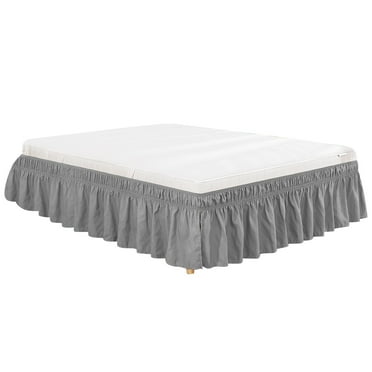 Gealach 1PC 15-Inch Drop Queen Bed Skirt, Light Grey, Wrinkle & Fade-Resistant