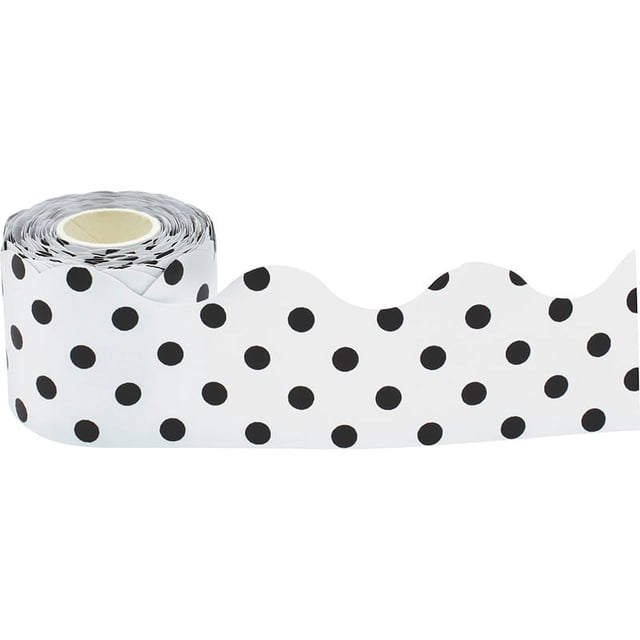 TEACHER CREATED RESOURCES (3 PK) BLCK POLKA DOTS ON WHITE