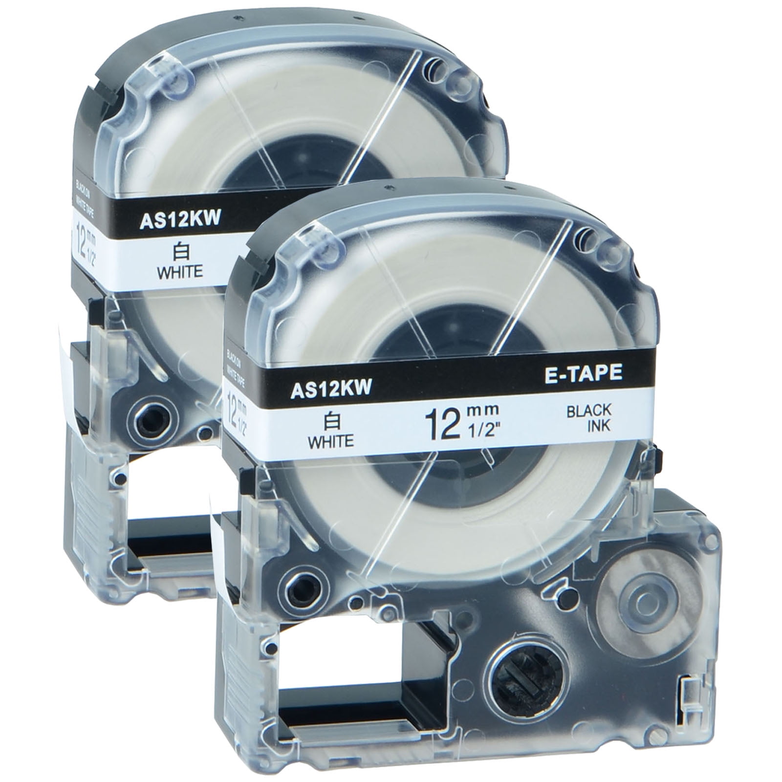 GREENCYCLE 2PK Black on White Label Tape Compatible for EPSON LK4WBN