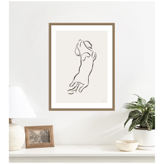 Kate and Laurel Framed Canvas Wall Art Print Dachshund Dog by Gabrielly Guedes, 18 x 24 Sylvie Dark Gold Frame, Modern Contemporary, Animal Art for Wall Decor
