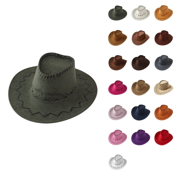 Stylish Leather Cowboy Hat, Suede Western Hats for Kids, Boys Girls Jazz Fedora Cowgirl Dress Up, Halloween and Party Accessories with Belt Buckle