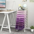 thumbnail image 3 of VibrantEcho 10-Drawer Rolling Storage Drawer Cart, Utility Cart with Removable Drawers & Metal Frame, Mobile Art Craft Drawer Cart with Lockable Wheels for Home, Office, Studio, Purple Gradient, 3 of 14