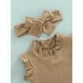 thumbnail image 5 of Franhais Baby Sleeveless Romper + Shorts + Bow Headband, Solid Color Elastic Waist Casual Style Summer Clothing, 5 of 9