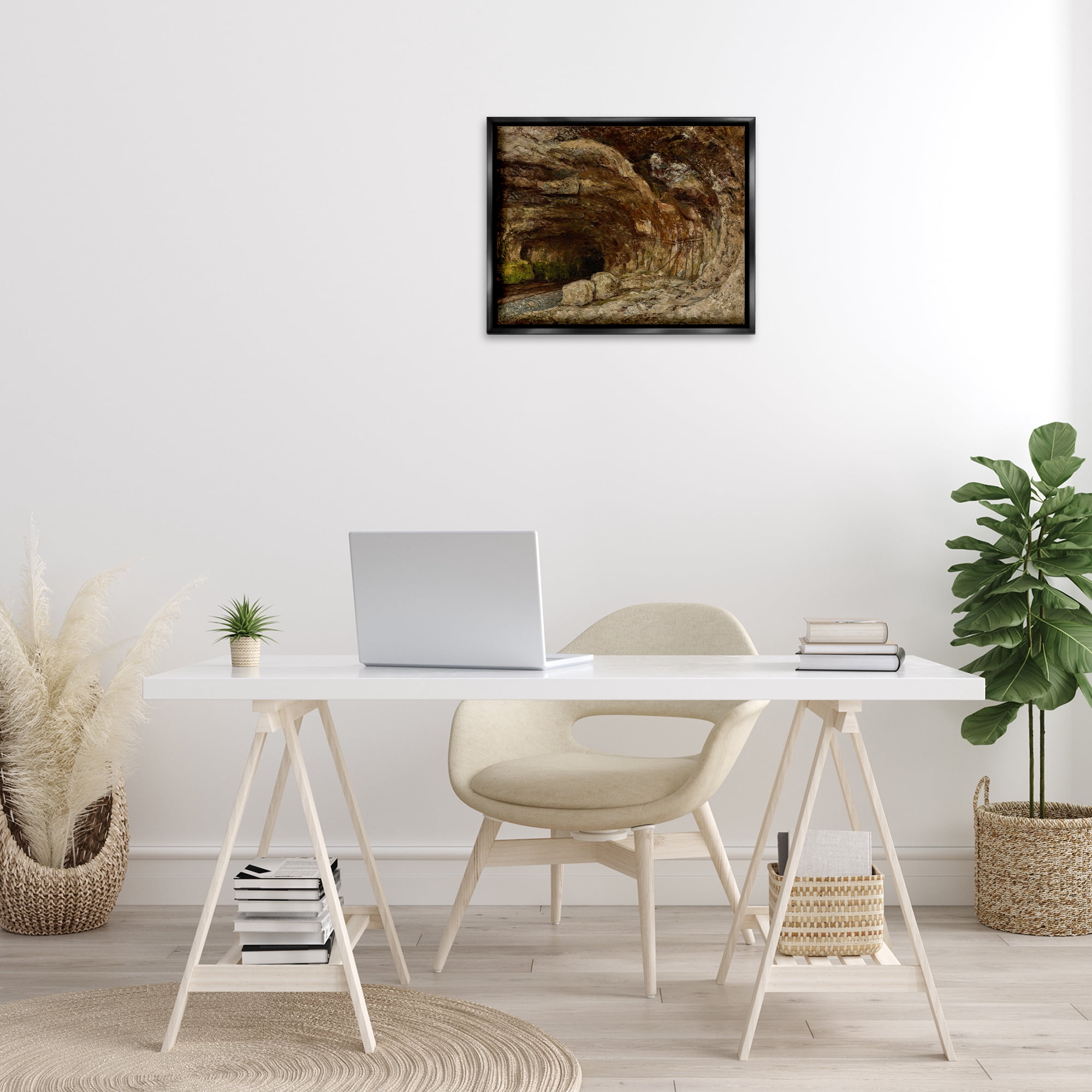 Stupell Industries Classical Grotto of Sarrazine Landscape & Nature Painting Black Floater Framed Canvas Art Print Wall Art, 21 x 17