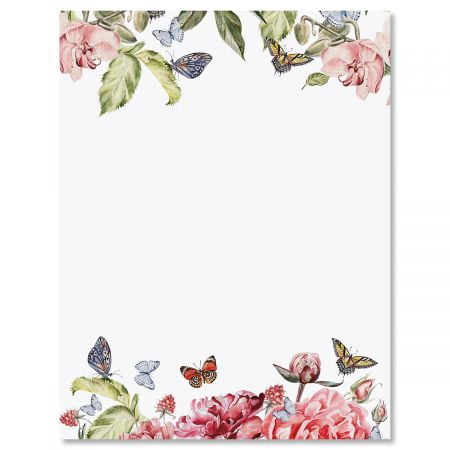 Flutter of Florals Easter Letter Papers - Set of 25 spring stationery papers are 8 1/2