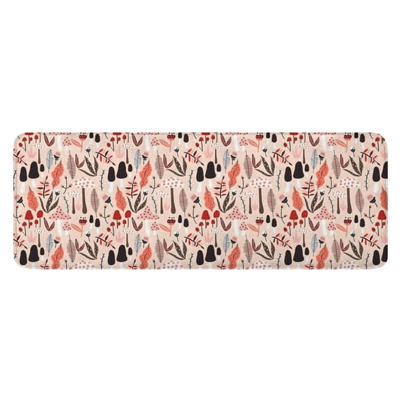 Colorful Mushroom Plant Light Pink Pattern Kitchen Rug Mat,Kitchen Runner Rugs Non Skid Washable,Decorative Kitchen Floor Mats for Kitchen,Sink,Laundry,17"x47.2"