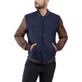 thumbnail image 3 of X RAY Jeans Men's Wool Varsity Bomber Jacket with PU Sleeves, Navy/Brown, XL, 3 of 8