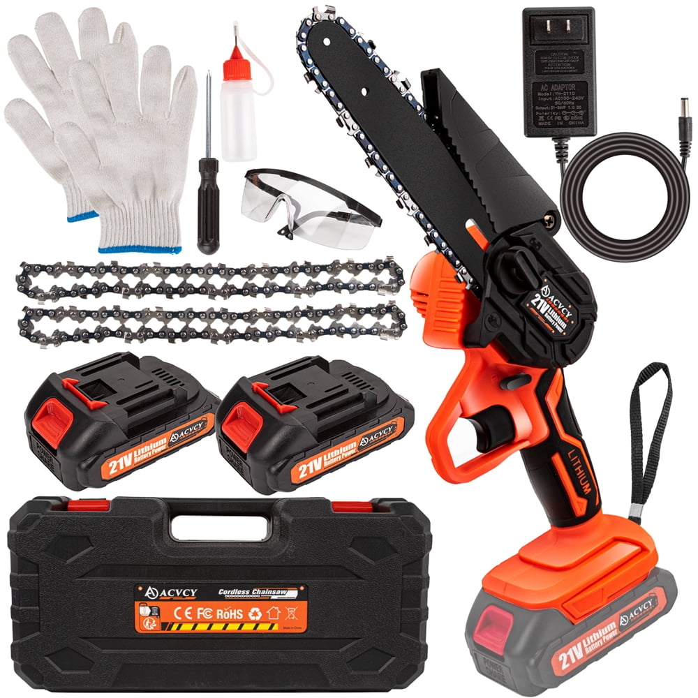 6 Inch Mini Chainsaw, Portable Electric Cordless Chainsaw with 2 21V