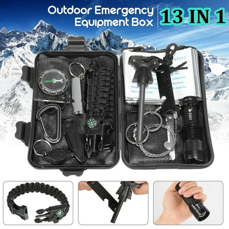 Marine Survival Kit (7 OR 13 in 1 SOS Outdoor Survival Kit Multi-Purpose Emergency Equipment Supplies First Aid Survival Gear Tool Kits Set Package Box for Outdoor Travel Hiking Camping Biking)