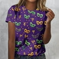 thumbnail image 6 of Cadancy Women Mardi Gras Shirt Carnival Rave Party Pullover Round Neck Short Sleeve Tops Cozy Casual Loose Holiday Print Tee Shirts Trendy Outfits, 6 of 6