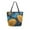 Blue Leaves and Sunflowers, variant on Open Top Canvas Tote Bag with Zipper Reusable Shopping Bag 13.5x15" Roomy Carryall Blue Leaves and Sunflowers