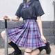 thumbnail image 2 of CZJMS Falda plisada japonesa para mujer, cintura alta, moda JK, minifalda a cuadros, elegante lazo, línea A, baile de verano, para niñas, Cosplay, 2 of 5